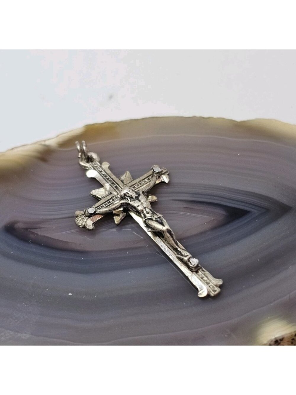925 Sterling Silver Crucifix Cross Charm Religious Charm Pendant Roma Italy